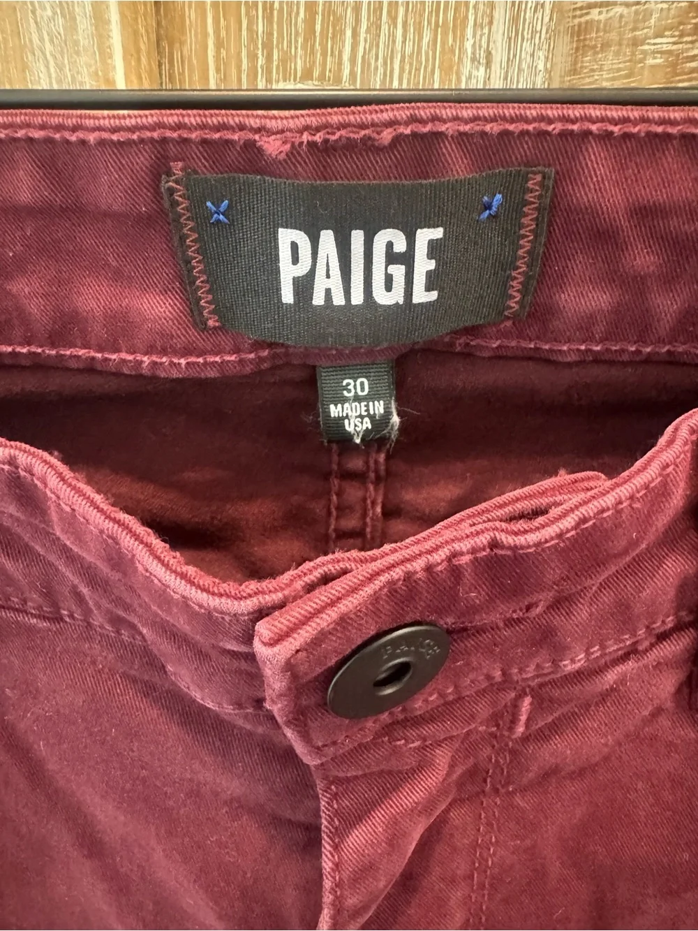 PAIGE Normandie Straight Leg Jean Burgundy/Wine Men's 30 USA